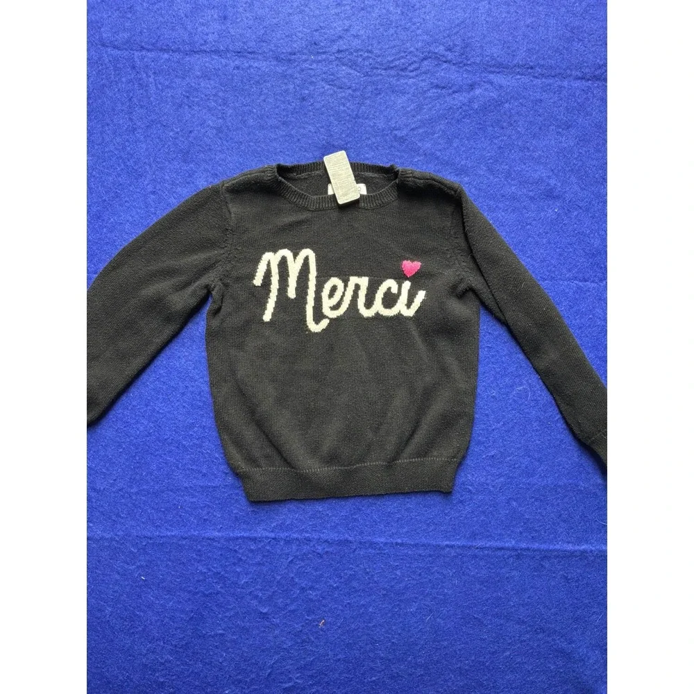 French Chic Toddler Girls The Childrens Place Merci Graphic Sweater 2T Black